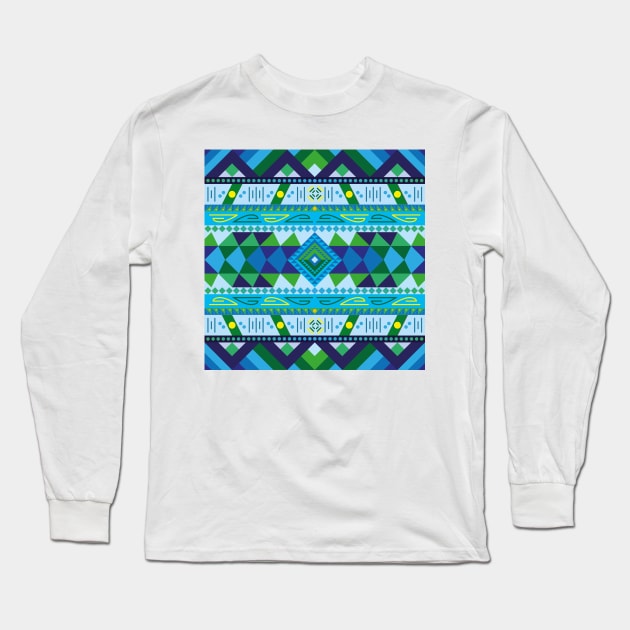 Native American lush colour pattern design Long Sleeve T-Shirt by JDP Designs